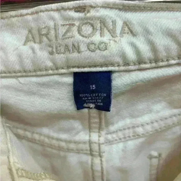 ARIZONA JEAN CO. HI-RISE WIDE LEG RIPPED DISTRESSED WHITE CASUAL JEANS SZ 15 J - Picture 3 of 11